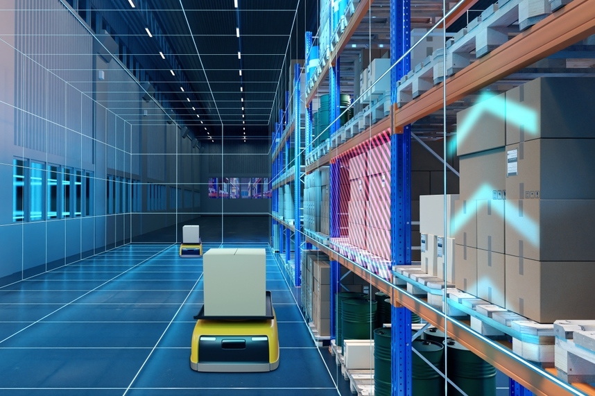 Autonomous Mobile Robot (AMR) powered by ABOX-5211 for environmental disinfection and warehouse management.