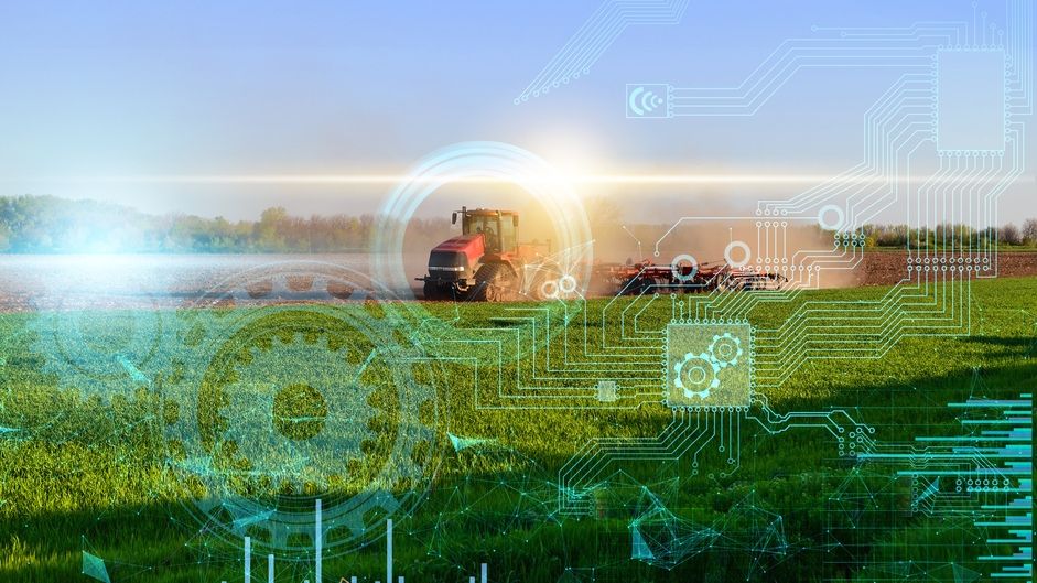 Rugged IBOX-602P-IP66 edge AI computing controller deployed in an agricultural autonomous vehicle, featuring IP66 protection and GMSL-2 vision AI for real-time crop monitoring and autonomous navigation in harsh farming environments.