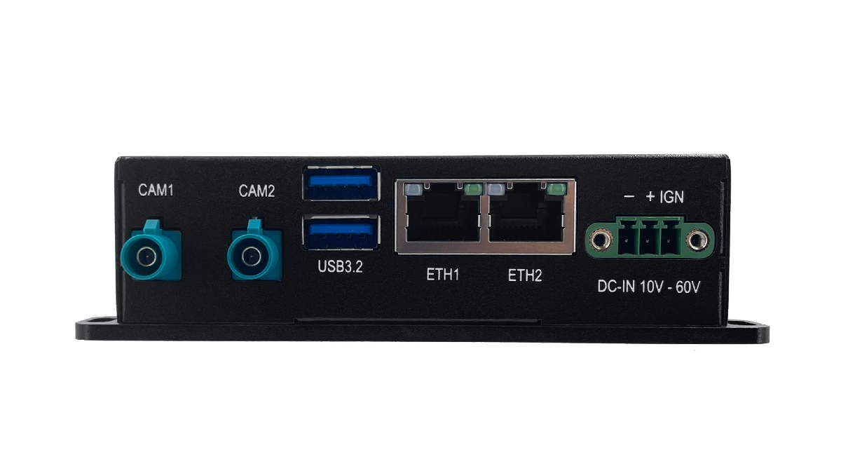 Palm-sized edge AI computing system IBOX-604-G2 weighing 0.3kg with GMSL-2 camera support for space-constrained drone payloads.