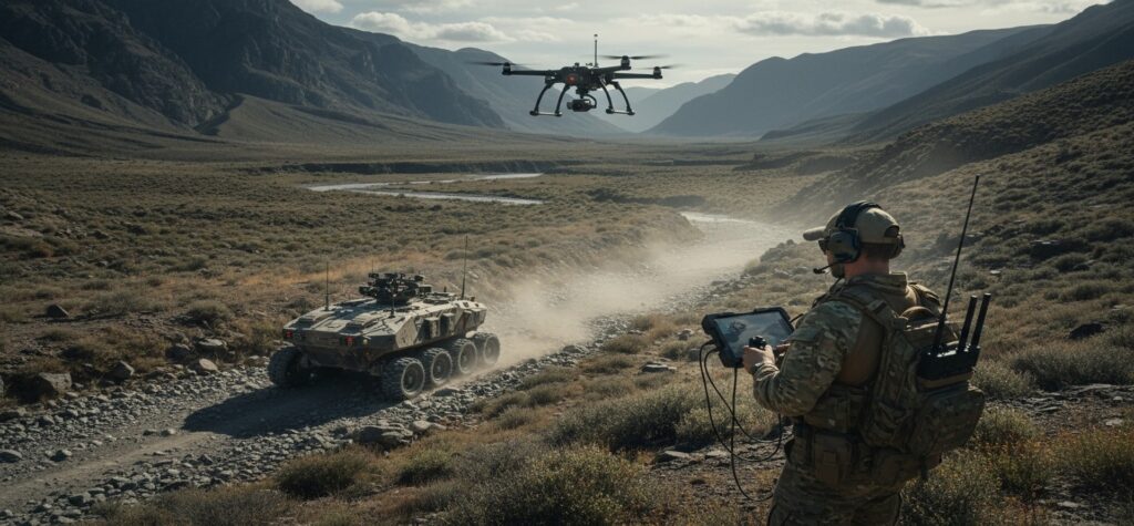 SINTRONES ABOX-5221 liquid cooled computer deployed on an autonomous tactical UGV